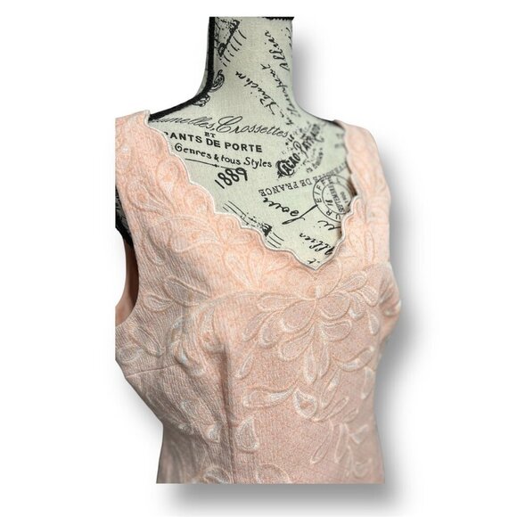 Antonio Melani Peach Embroidered Sheath Mini Dress Sleeveless Feminine Glam 12 - Picture 4 of 9